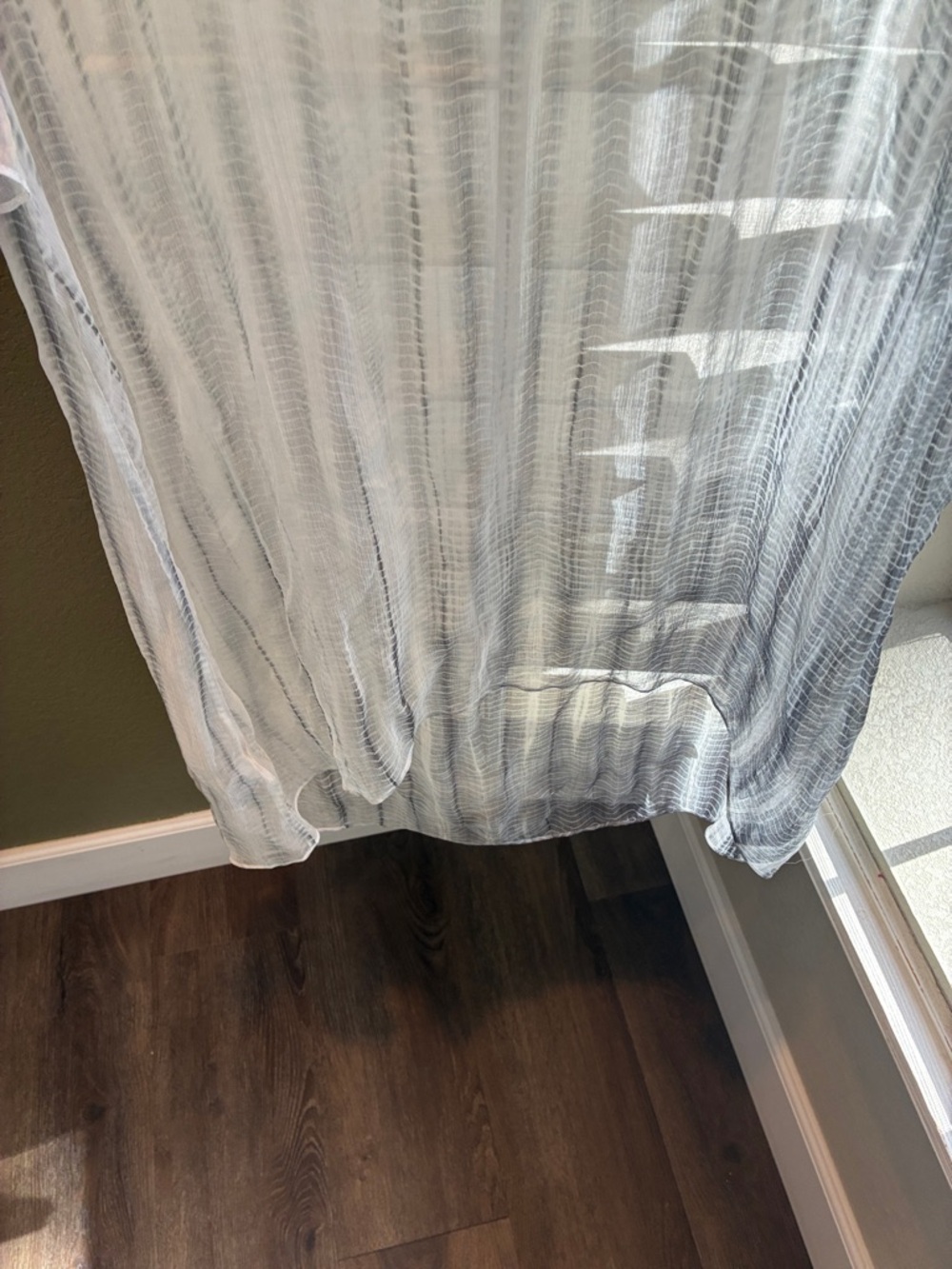 Eileen Fisher White Sheer Striped High-Low Tunic - Picture 7 of 10